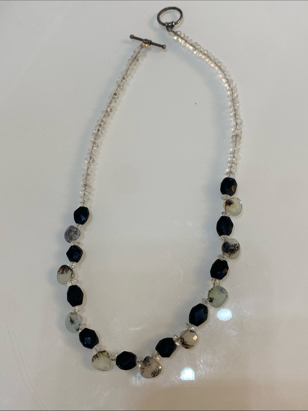 Artisan stone Black and White Beaded Necklace